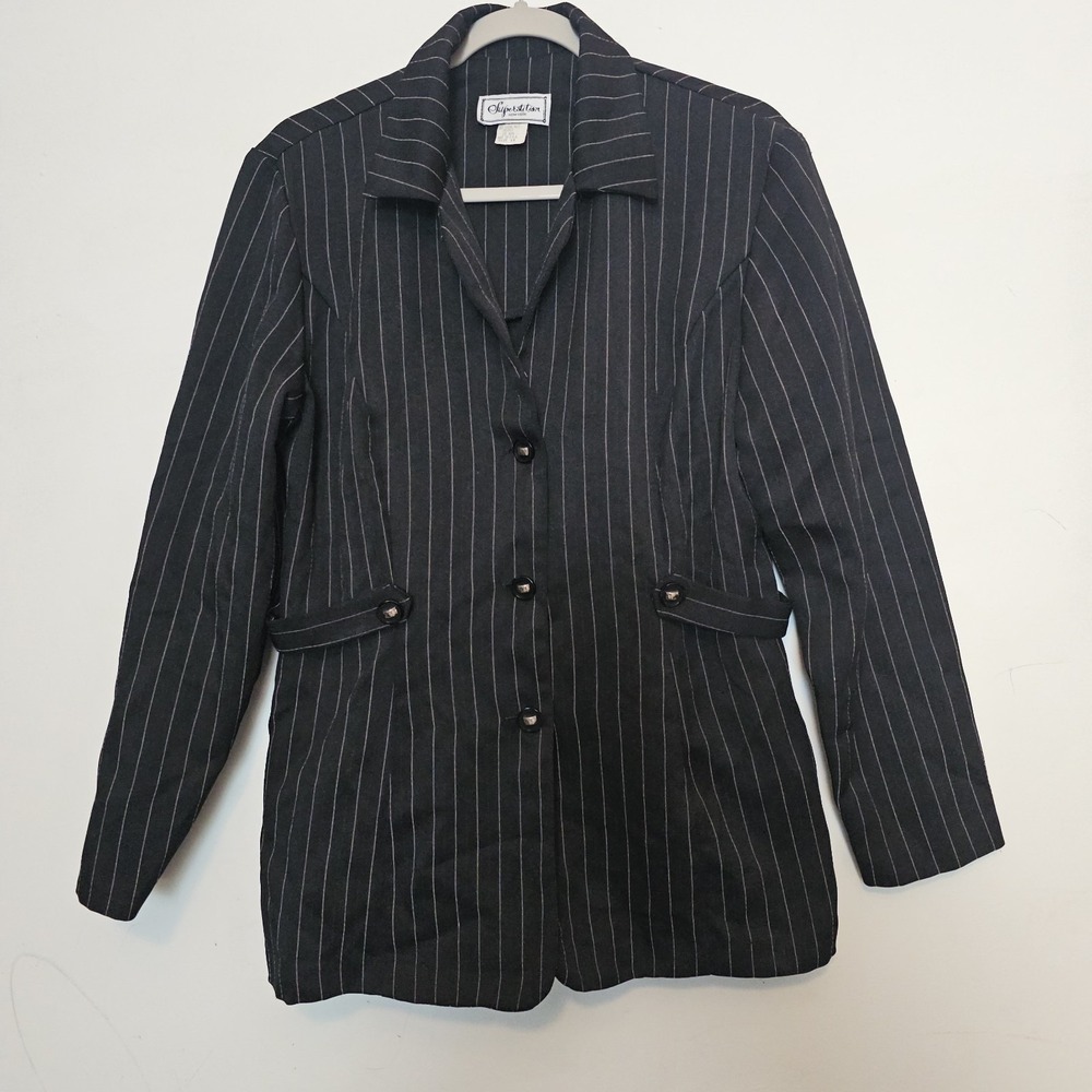 Gothcore Women's Vintage Pinstripe Blazer Made In USA Dark Academia 14